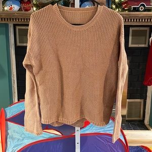 Lululemon Waist Length Sweater ~Sz 10 P2P 21 Caramel Brown 1083